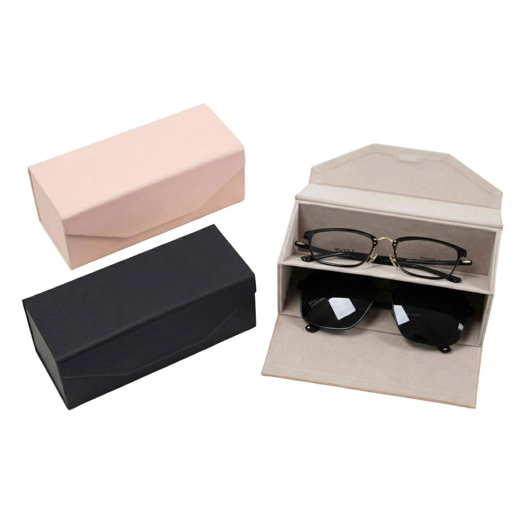 Custom handmade leather multi-slot eyeglass cases and sunglasses organizer with premium lining for luxury brands.